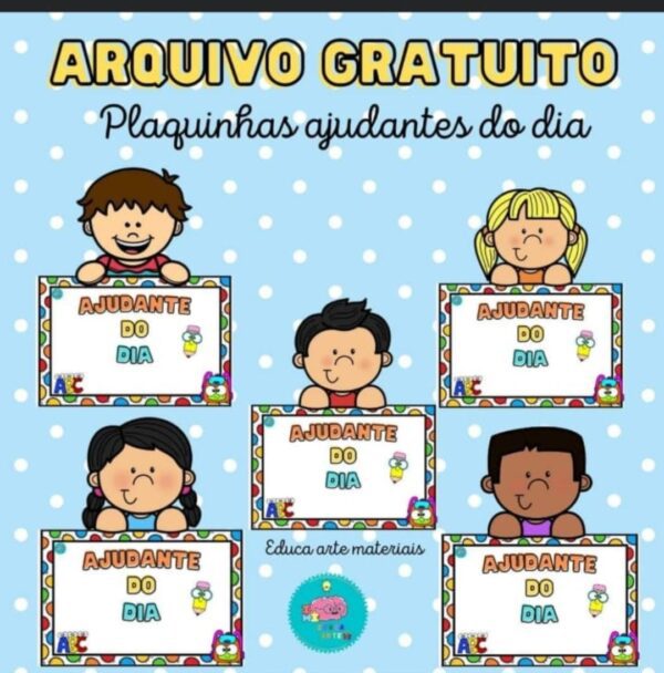 Gratuito plaquinha ajudante do dia ❤️📝