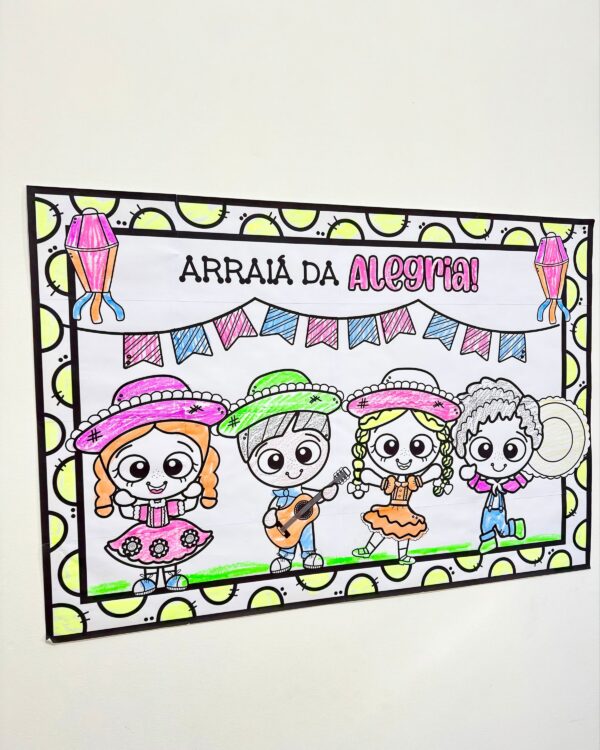 Cartaz para colorir tema Festa Junina🌽👩🏽‍🌾❤️ - Imagem 4