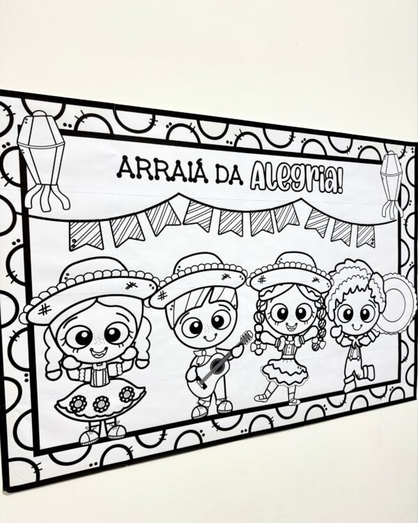 Cartaz para colorir tema Festa Junina🌽👩🏽‍🌾❤️ - Imagem 3