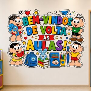 *PAINEL BEM-VINDOS DE VOLTA ÀS AULAS TURMA DA MÔNICA 🍉📚✏️❤️✨*