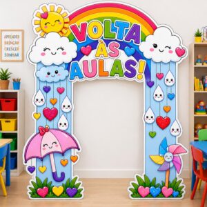 *PAINEL PORTAL VOLTA ÀS AULAS CHUVA DE AMOR 🌈🌤️🩵✨*