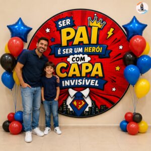 *PAINEL REDONDO DIA DOS PAIS  "SER PAI É SER UM HERÓI COM CAPA INVISÍVEL"🦸🏻‍♂️❤️✨*