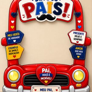 *PAINEL CARRINHO VERMELHO FELIZ DIA DOS PAIS 🚘❤️✨*