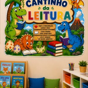 *CANTINHO DA LEITURA TEMA DINOSSAUROS 2🦖🦕🪺💚📚✨*