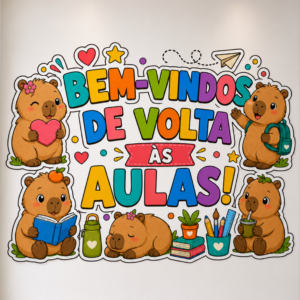 *PAINEL BEM-VINDOS DE VOLTA ÀS AULAS  CAPIVARA 📚✏️🤎✨*