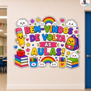 *PAINEL BEM-VINDOS DE VOLTA ÀS AULAS ARCO-ÍRIS 🌈📚✏️❤️✨*
