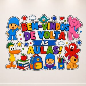 *PAINEL BEM-VINDOS DE VOLTA ÀS AULAS POCOYO 📚✏️🩵✨*