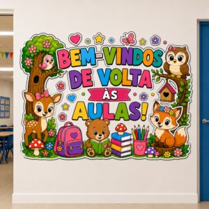 *PAINEL BEM-VINDOS DE VOLTA ÀS AULAS FLORESTA ENCANTADA 🦊🌸🪄📚✏️❤️✨*