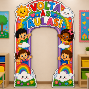 *PAINEL PORTAL  DE VOLTA ÀS AULAS ARCO-ÍRIS 🌈❤️📚✏️✨*