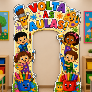 *PAINEL PORTAL  DE VOLTA ÀS AULAS PINTANDO SETE🎨🫟🖍️📚✏️✨*