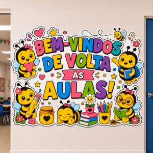 *PAINEL BEM-VINDOS DE VOLTA ÀS AULAS ABELHINHAS 🐝🌸📚✏️❤️✨*