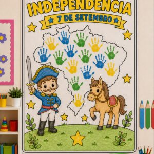 *PAINEL DIA DA INDEPENDÊNCIA MÃOZINHAS DE TINTA GUACHE 🇧🇷💚✨*