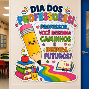 *PAINEL DE PAREDE DIA DOS PROFESSORES DÉH 2✏️📚🍎❤️✨*