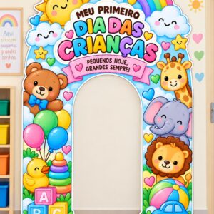 *PAINEL ARCO DIA DAS CRIANÇAS ANIMAIS BABY🦁🐻🩵🌈✨*