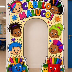 *PAINEL ARCO DIA DO CABELO MALUCO 🎨🤪❤️✨*