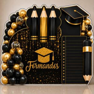 *PAINEL DE FORMATURA PRETO E DOURADO 🎓✨*