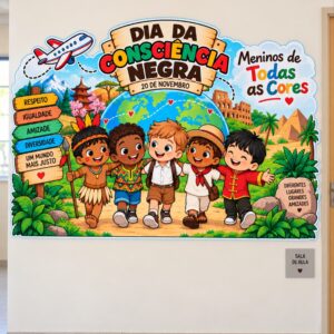 *PAINEL DE PAREDE DIA DA CONSCIÊNCIA NEGRA "Meninos de todas as cores"🧒🏽👦🏻👦🧒🏿🛩️🩵✨*