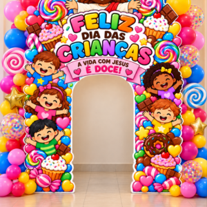 *PAINEL ARCO DIA DAS CRIANÇAS A VIDA COM JESUS É DOCE 🍭🍬🍫❤️✨*