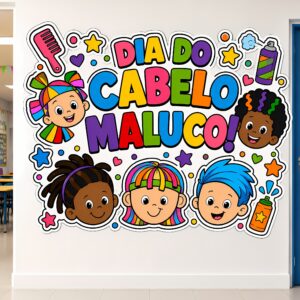 *PAINEL DE PAREDE DIA DO CABELO MALUCO 🎨🤪❤️✨*