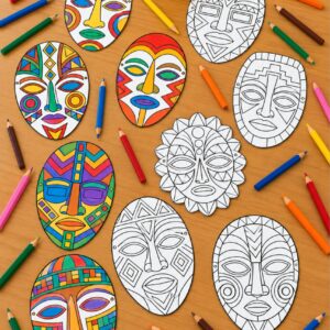 *MÁSCARAS AFRICANAS PARA COLORIR 🤎🎭🎨🖌️✨*